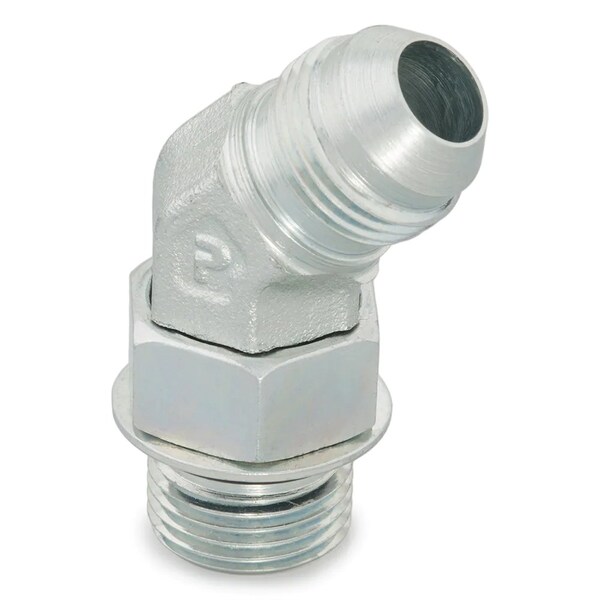 Parker Triple-Lok 37 Deg Flare 45 Deg Elbow Male JIC to Male SAE ORB, Steel V5OX 6 V5OX-S FKM - main